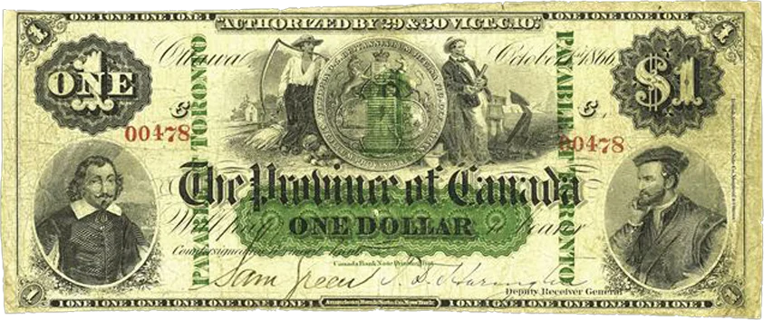 1866 $1 Province of Canada Bank Note
