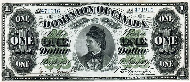1878 $1 Dominion of Canada Banknote