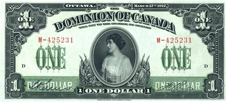 1917 $1 Dominion of Canada Banknote