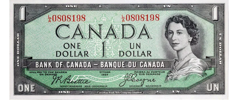 1954 Bank of Canada $1 Note