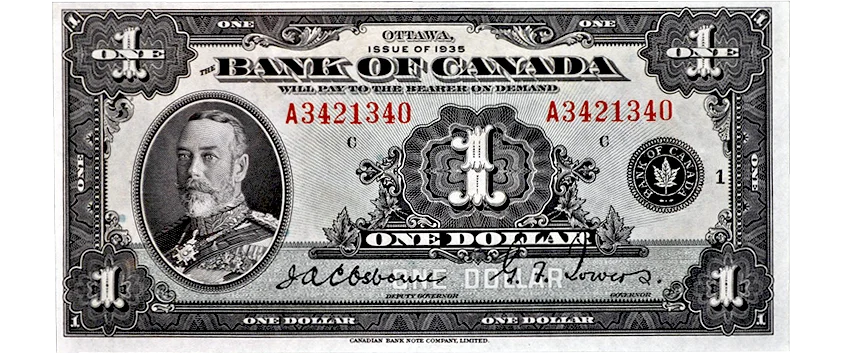 1935 Bank of Canada $1 Note